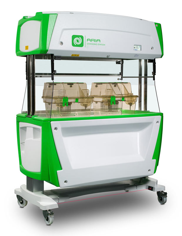 תחנת החלפת כלובים Aria מתוצרת Tecniplast, דגם CS-60D.